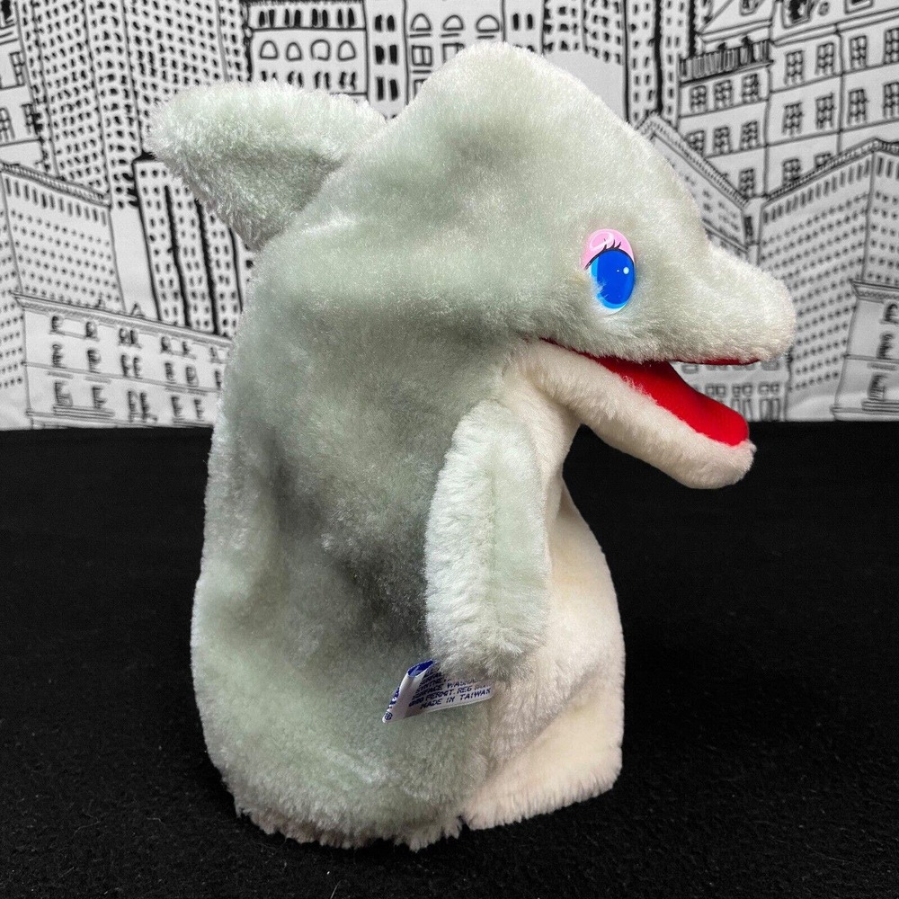 Vintage 1980s SEA WORLD DOLPHIN Hand Puppet W/ Squeaker Sea World Florida 1989